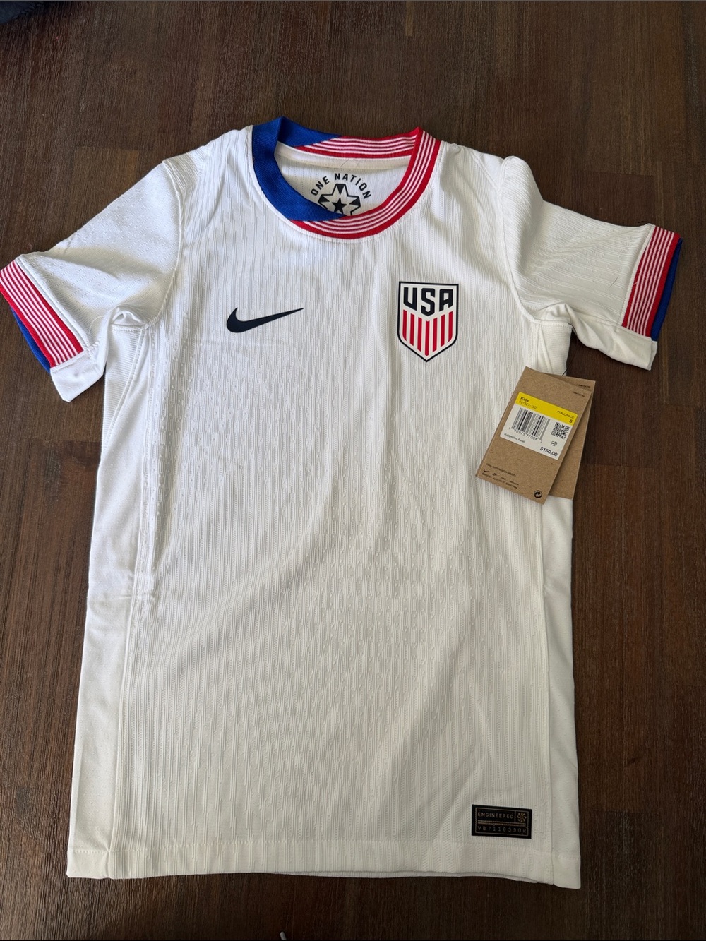 Nike White Kids USA Soccer Jersey with Red & Blue Trim